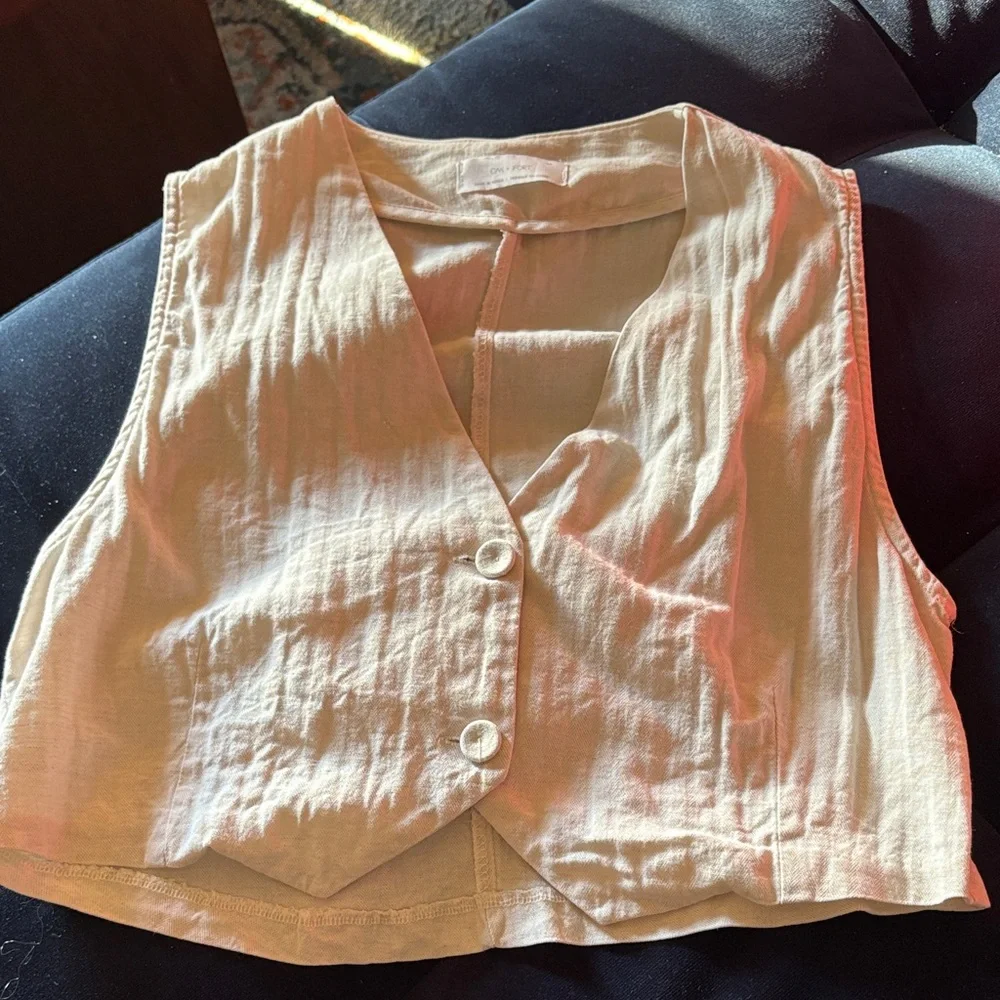 OAK + FORT Cropped Linen Vest - Picture 2 of 8